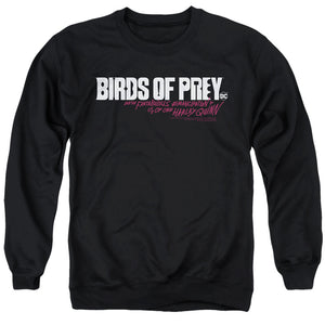AN OFFCIALLY LICENSED BIRDS OF PREY HORIZONTAL LOGO ADULT UNISEX CREWNECK SWEATSHIRT BLACK