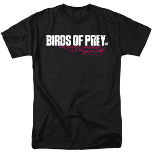 AN OFFCIALLY LICENSED BIRDS OF PREY HORIZONTAL LOGO MEN'S REGULAR FIT T-SHIRT BLACK