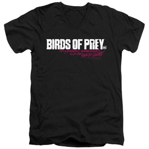 AN OFFCIALLY LICENSED BIRDS OF PREY HORIZONTAL LOGO MEN'S V-NECK T-SHIRT BLACK