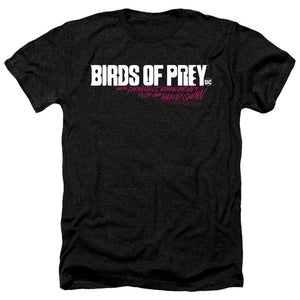 AN OFFCIALLY LICENSED BIRDS OF PREY HORIZONTAL LOGO MEN'S HEATHER T-SHIRT CHARCOAL