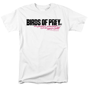 AN OFFCIALLY LICENSED BIRDS OF PREY HORIZONTAL LOGO MEN'S REGULAR FIT T-SHIRT WHITE
