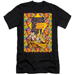 AN OFFCIALLY LICENSED BIRDS OF PREY COUCH MEN'S PREMIUM SLIM FIT T-SHIRT BLACK