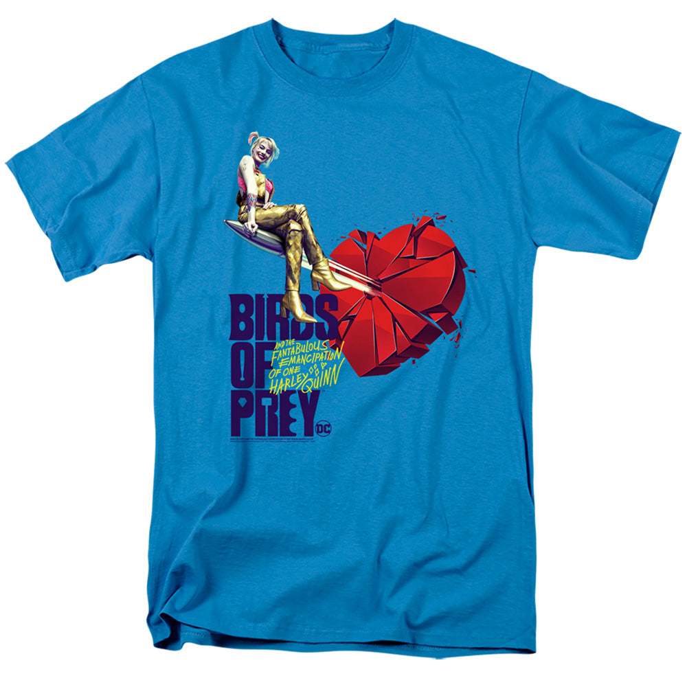 AN OFFCIALLY LICENSED BIRDS OF PREY HEART MEN'S REGULAR FIT T-SHIRT TURQUOISE