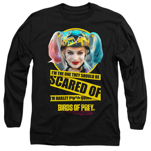 AN OFFCIALLY LICENSED BIRDS OF PREY SCARED OF MEN'S LONG SLEEVE T-SHIRT BLACK
