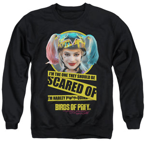 AN OFFCIALLY LICENSED BIRDS OF PREY SCARED OF ADULT UNISEX CREWNECK SWEATSHIRT BLACK