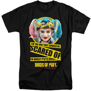AN OFFCIALLY LICENSED BIRDS OF PREY SCARED OF MEN'S TALL FIT T-SHIRT BLACK