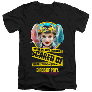 AN OFFCIALLY LICENSED BIRDS OF PREY SCARED OF MEN'S V-NECK T-SHIRT BLACK