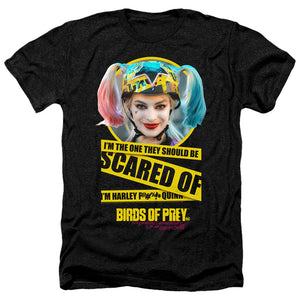 AN OFFCIALLY LICENSED BIRDS OF PREY SCARED OF MEN'S HEATHER T-SHIRT CHARCOAL