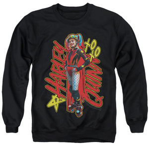 AN OFFCIALLY LICENSED BIRDS OF PREY HARLEYMANIA ADULT UNISEX CREWNECK SWEATSHIRT BLACK