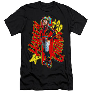 AN OFFCIALLY LICENSED BIRDS OF PREY HARLEYMANIA MEN'S PREMIUM SLIM FIT T-SHIRT BLACK