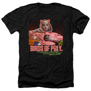 AN OFFCIALLY LICENSED BIRDS OF PREY LOVE STINKS MEN'S HEATHER T-SHIRT CHARCOAL