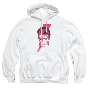 AN OFFCIALLY LICENSED DAVID BOWIE ALADDIN SANE ADULT UNISEX PULLOVER HOODIE WHITE