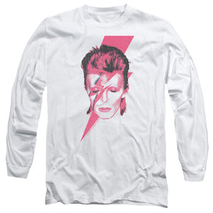 AN OFFCIALLY LICENSED DAVID BOWIE ALADDIN SANE MEN'S LONG SLEEVE T-SHIRT WHITE