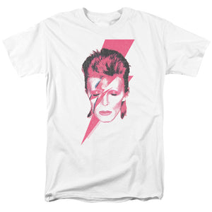 AN OFFCIALLY LICENSED DAVID BOWIE ALADDIN SANE MEN'S REGULAR FIT T-SHIRT WHITE