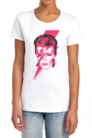 AN OFFCIALLY LICENSED DAVID BOWIE ALADDIN SANE WOMEN'S REGULAR FIT T-SHIRT WHITE