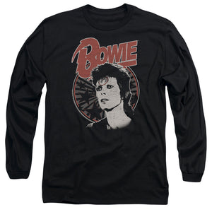 AN OFFCIALLY LICENSED DAVID BOWIE SPACE ODDITY MEN'S LONG SLEEVE T-SHIRT BLACK