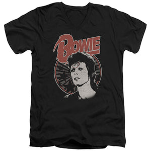 AN OFFCIALLY LICENSED DAVID BOWIE SPACE ODDITY MEN'S V-NECK T-SHIRT BLACK