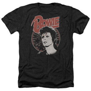 AN OFFCIALLY LICENSED DAVID BOWIE SPACE ODDITY MEN'S HEATHER T-SHIRT CHARCOAL
