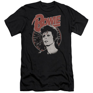 AN OFFCIALLY LICENSED DAVID BOWIE SPACE ODDITY MEN'S PREMIUM SLIM FIT T-SHIRT BLACK