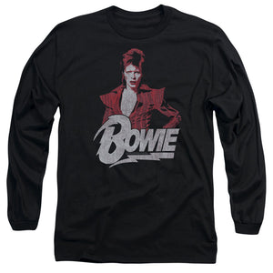 AN OFFCIALLY LICENSED DAVID BOWIE DIAMOND DAVID MEN'S LONG SLEEVE T-SHIRT BLACK