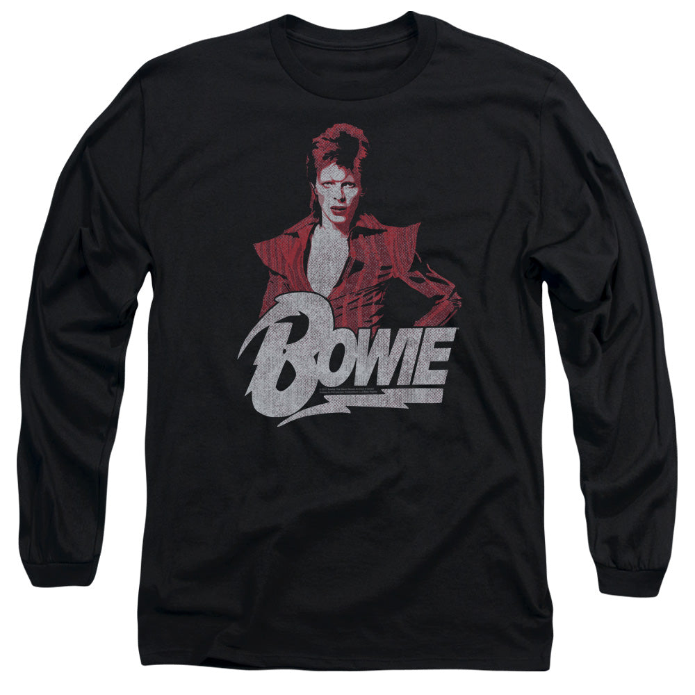AN OFFCIALLY LICENSED DAVID BOWIE DIAMOND DAVID MEN'S LONG SLEEVE T-SHIRT BLACK