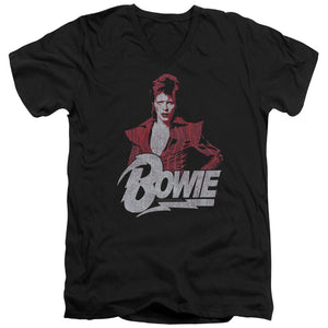 AN OFFCIALLY LICENSED DAVID BOWIE DIAMOND DAVID MEN'S V-NECK T-SHIRT BLACK