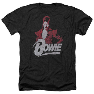 AN OFFCIALLY LICENSED DAVID BOWIE DIAMOND DAVID MEN'S HEATHER T-SHIRT CHARCOAL