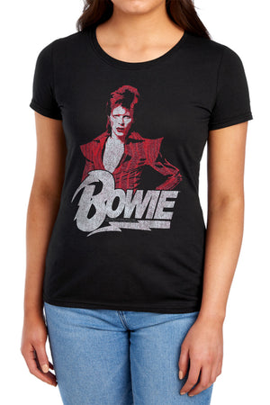 AN OFFCIALLY LICENSED DAVID BOWIE DIAMOND DAVID WOMEN'S REGULAR FIT T-SHIRT BLACK