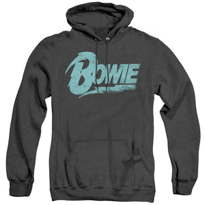 AN OFFCIALLY LICENSED DAVID BOWIE LOGO ADULT UNISEX HEATHER PULLOVER HOODIE BLACK