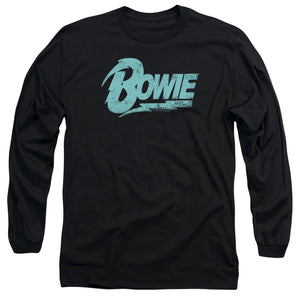 AN OFFCIALLY LICENSED DAVID BOWIE LOGO MEN'S LONG SLEEVE T-SHIRT BLACK