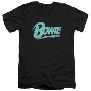 AN OFFCIALLY LICENSED DAVID BOWIE LOGO MEN'S V-NECK T-SHIRT BLACK