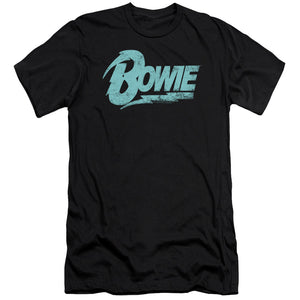 AN OFFCIALLY LICENSED DAVID BOWIE LOGO MEN'S PREMIUM SLIM FIT T-SHIRT BLACK