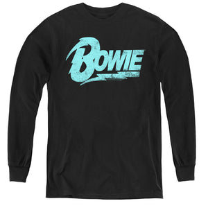 AN OFFCIALLY LICENSED DAVID BOWIE LOGO YOUTH LONG SLEEVE T-SHIRT BLACK