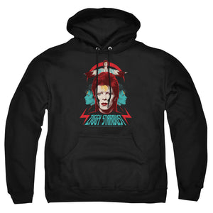 AN OFFCIALLY LICENSED DAVID BOWIE ZIGGY HEADS ADULT UNISEX PULLOVER HOODIE BLACK