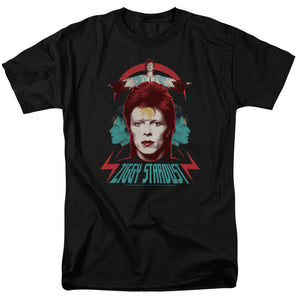 AN OFFCIALLY LICENSED DAVID BOWIE ZIGGY HEADS MEN'S REGULAR FIT T-SHIRT BLACK