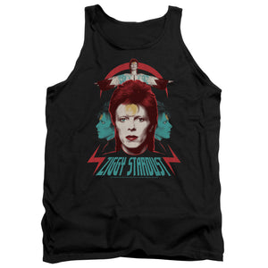 AN OFFCIALLY LICENSED DAVID BOWIE ZIGGY HEADS ADULT UNISEX TANK TOP BLACK