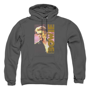AN OFFCIALLY LICENSED DAVID BOWIE SMOKIN ADULT UNISEX PULLOVER HOODIE CHARCOAL