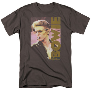 AN OFFCIALLY LICENSED DAVID BOWIE SMOKIN MEN'S REGULAR FIT T-SHIRT CHARCOAL