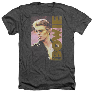 AN OFFCIALLY LICENSED DAVID BOWIE SMOKIN MEN'S HEATHER T-SHIRT CHARCOAL