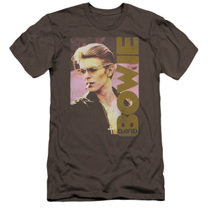 AN OFFCIALLY LICENSED DAVID BOWIE SMOKIN MEN'S PREMIUM SLIM FIT T-SHIRT CHARCOAL
