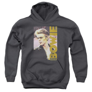 AN OFFCIALLY LICENSED DAVID BOWIE SMOKIN YOUTH HOODIE CHARCOAL