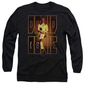 AN OFFCIALLY LICENSED DAVID BOWIE PERCHED MEN'S LONG SLEEVE T-SHIRT BLACK