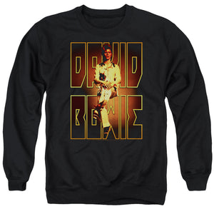 AN OFFCIALLY LICENSED DAVID BOWIE PERCHED ADULT UNISEX CREWNECK SWEATSHIRT BLACK