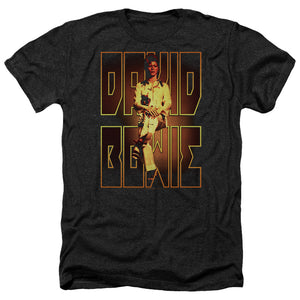 AN OFFCIALLY LICENSED DAVID BOWIE PERCHED MEN'S HEATHER T-SHIRT CHARCOAL