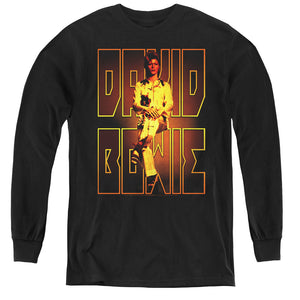 AN OFFCIALLY LICENSED DAVID BOWIE PERCHED YOUTH LONG SLEEVE T-SHIRT BLACK