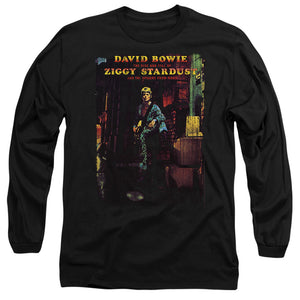 AN OFFCIALLY LICENSED DAVID BOWIE ZIGGY STARDUST ALBUM MEN'S LONG SLEEVE T-SHIRT BLACK