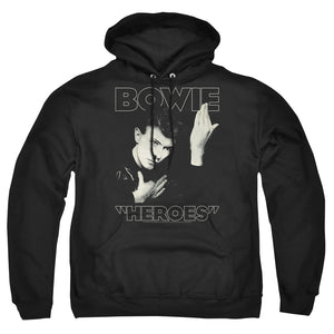 AN OFFCIALLY LICENSED DAVID BOWIE HEROES COVER ADULT UNISEX PULLOVER HOODIE BLACK
