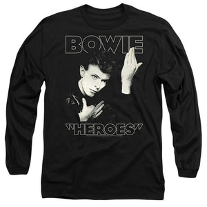 AN OFFCIALLY LICENSED DAVID BOWIE HEROES COVER MEN'S LONG SLEEVE T-SHIRT BLACK