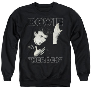 AN OFFCIALLY LICENSED DAVID BOWIE HEROES COVER ADULT UNISEX CREWNECK SWEATSHIRT BLACK