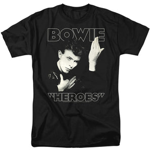 AN OFFCIALLY LICENSED DAVID BOWIE HEROES COVER MEN'S REGULAR FIT T-SHIRT BLACK